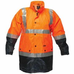 Portwest HiVis Two Tone Waterproof Reflective Jacket_ Orange_Navy