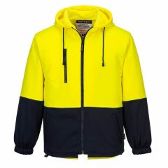 Portwest Hi Vis Full Zip Hooded Sloppy Joe Jumper_ Scotchguard_ Y