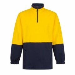 Portwest Hi Vis Two Tone 100_ Cotton 1_4 Zip Jumper_ Yellow_Navy