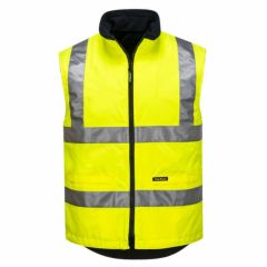 Portwest Hi Vis Waterproof Reversible Vest_ Yellow_Navy