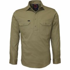 Ritemate Closed Front Cotton Drill Shirt_ Long Sleeve_ Khaki