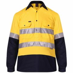 Ritemate HiVis 2 Tone REFLECTIVE Closed Front Cotton Drill Shirt_