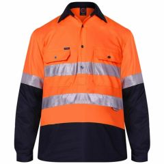 Ritemate HiVis 2 Tone REFLECTIVE Closed Front Cotton Drill Shirt_