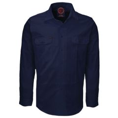 Ritemate Plain Vented Cotton Drill Shirt_ Long Sleeve_ Navy