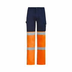 Syzmik Mens Bio Motion Hi Vis Taped Pant Orange Navy