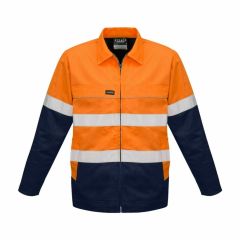 Syzmik Mens Hi Vis Cotton Drill Jacket Orange Navy