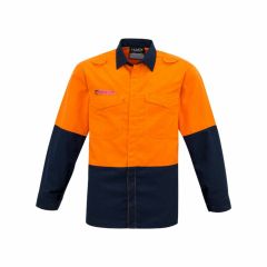 Syzmik Mens Hi Vis Spliced Shirt Orange Navy