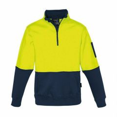 Syzmik Unisex Hi Vis Half Zip Pullover Yellow Navy