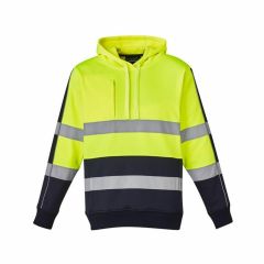 Syzmik Unisex Hi Vis Stretch Taped Hoodie Yellow Navy