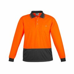 Syzmik ZH232 Unisex Basic Spliced Long Sleeve Polo_ Orange_Charco