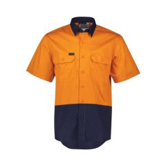 Syzmik ZW115 Mens 100_ Cotton Drill 150gsm Short Sleeve Shirt_ Or