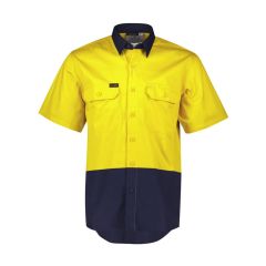 Syzmik ZW115 Mens 100_ Cotton Drill 150gsm Short Sleeve Shirt_ Ye