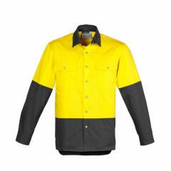 Syzmik ZW122 Mens Hi Vis Spliced Industrial Shirt_ Long Sleeve_ Y