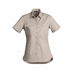 Syzmik ZWL120 Womens Lightweight Short Sleeve Tradie Shirt_ Sand