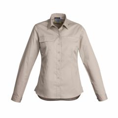 Syzmik ZWL121 Womens Lightweight Long Sleeve Tradie Shirt_ Sand