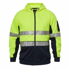 WorkCraft Hi Vis Hoop Style Reflective Brushed Fleece Hoodie_ Yel