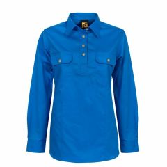 WorkCraft Ladies Lightweight Long Sleeve Half Placket Shirt w_ co