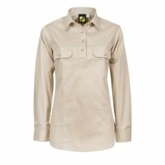 WorkCraft Ladies Lightweight Long Sleeve Half Placket Shirt w_ co