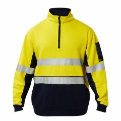 WorkCraft WT8018 Hi Vis Half Zip Cotton Reflective Pullover_ Yell