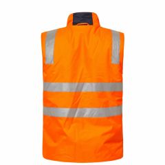 WorkCraft WW9014 Hi Vis Taped Reversible Fleece Vest_ Orange_Navy