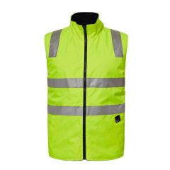 WorkCraft WW9014 Hi Vis Taped Reversible Fleece Vest_ Yellow_Navy