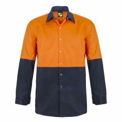 Workcraft WS3035 Hi Vis Two Tone Long Sleeve Cotton Drill Shirt w