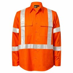 Workcraft WS6035 Ripstop NSW Rail Long Sleeve Shirt_ Orange