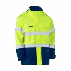 Bisley BJ8110T Hoop Reflective FR ATPV 32 Wet Weather Shell Jacket_ Yel_Navy