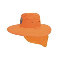 Canvas Sunhat with Neck Flap - HiVis Orange