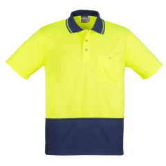 Syzmik ZH231 Unisex Basic Spliced Short Sleeve Polo, Yellow/Navy