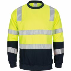 DNC 3723 300gsm Reflective Poly/Cotton Sloppy Joe Jumper, Yellow/Navy