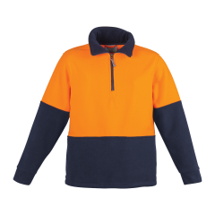 Syzmik ZT460 Unisex Hi Vis Half Zip Fleece Jumper, Orange/Navy