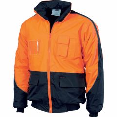 DNC 3991 200D Contrast Polyester Bomber Jacket, Orange/Navy