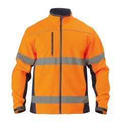 Bisley BJ6059T 310gsm Hoop Reflective Softshell Jacket, Orange/Navy