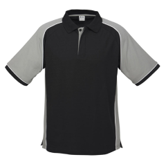 Biz Collection P10112 Mens Nitro Polo 210gsm, Black/Grey/White