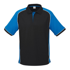 Biz Collection P10112 Mens Nitro Polo, Black/Royal/White