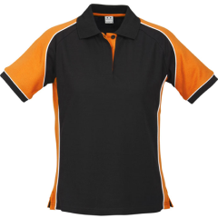 Biz Collection P10122 Ladies Nitro Polo, Black/Orange/White