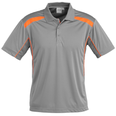 Biz Collection P244MS Mens United Short Sleeve Polo 155gsm, Ash/Fluoro Orange