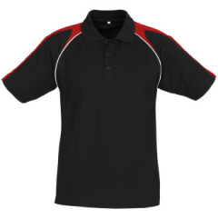 Biz Collection P225MS Mens Triton Polo 170gsm, Black/Red/White