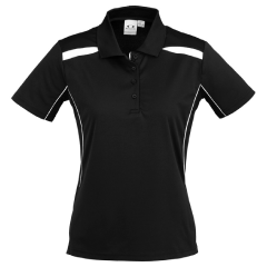 Biz Collection P244LS Ladies United Short Sleeve Polo 155gsm, Black/White