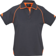 Biz Collection P29022 Ladies Fusion Cotton Backed Polo 180gsm, Grey/Fluoro Orange