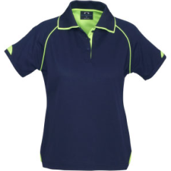 Biz Collection P29022 Ladies Fusion Cotton Backed Polo 180gsm, Navy/Fluoro Lime