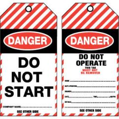 Danger Do Not Start Tag - Tear Proof Synthetic, Pk/25