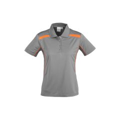 Biz Collection P244LS Ladies United Short Sleeve Polo 155gsm, Ash/Fluoro Orange