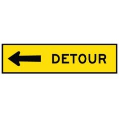 Detour Left Arrow, 1200 x 300mm Boxed Edge, Metal Class 1 Reflective